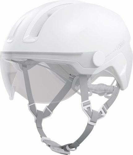 ABUS kerékpáros városi sisak Hud-Y ACE, In-Mold, beépített átlátszó szemüveggel, pure white, M (54-58 cm)