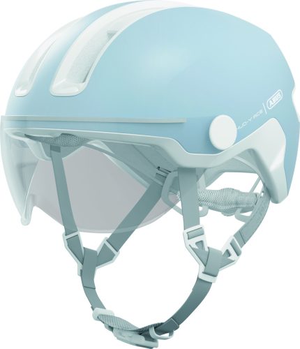 ABUS kerékpáros városi sisak Hud-Y ACE, In-Mold, beépített átlátszó szemüveggel, pure aqua, S (51-55 cm)