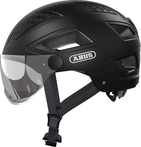 ABUS kerékpáros városi sisak Hyban 2.0 ACE, ABS, beépített átlátszó szemüveggel, velvet black, XL (58-63 cm)