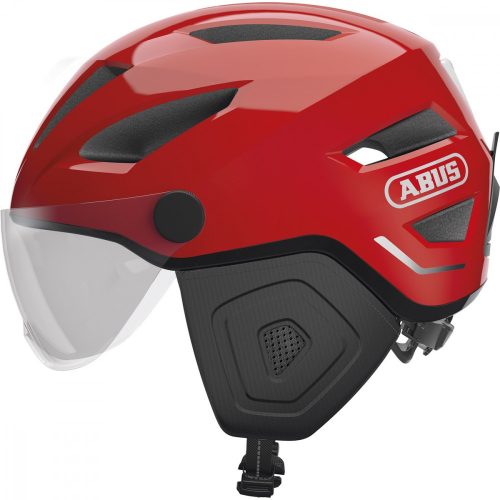 ABUS kerékpáros városi sisak Pedelec 2.0 ACE, In-Mold, beépítettŪtett átlátszó szemüveggel, blaze red, M (52-57 cm)