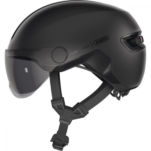 ABUS kerékpáros városi sisak Hud-Y ACE, In-Mold, beépítettŪtett átlátszó szemüveggel, velvet black, L (57-61 cm)