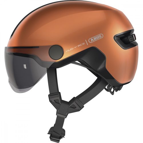 ABUS kerékpáros városi sisak Hud-Y ACE, In-Mold, beépítettŪtett átlátszó szemüveggel, goldfish orange, M (54-58 cm)
