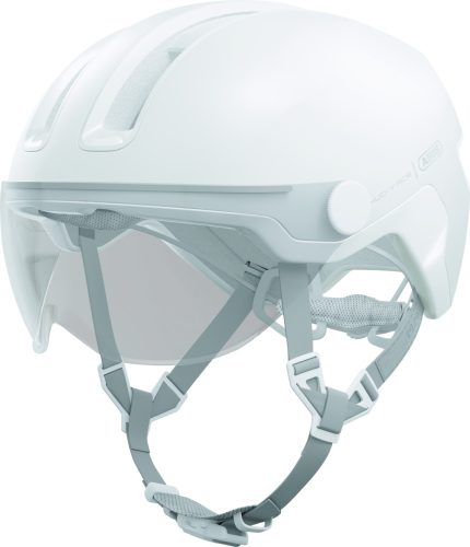 ABUS kerékpáros városi sisak Hud-Y ACE, In-Mold, beépített átlátszó szemüveggel, pure white, L (57-61 cm)