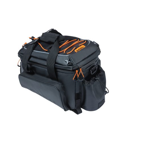 Basil csomagtartó táska Miles Tarpaulin Trunkbag XL Pro, Universal Bridge system, fekete narancs
