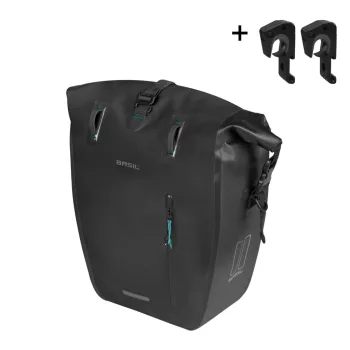   Basil egyoldalas táska Rivo L Single Bag, vízhatlan, MIK Hooks, 25-31 L, fekete