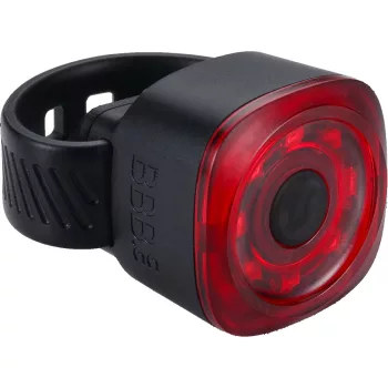   BLS-226 kerékpáros hátsó lámpa Spirit, 12 lumen, 9 mód, micro USB tölthető 250mAh akku, 8 akkufeszültség visszajelzős LED-del, gumis felfogatással