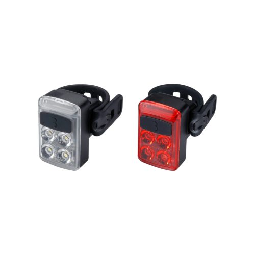 BBB Cycling kerékpáros lámpa szett BLS-237 Slide, 50 és 16 lumen (első és hátsó), 5 mód, micro USB tölthető 500mAh akku, gumis felfogatással