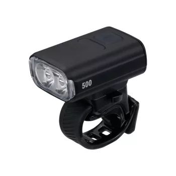   BBB Cycling kerékpáros első lámpa BLS-261 NanoStrike 500, 500 lumen, 5 mód, USB-C tölthető akku, gumis felfogatás, visszajelzővel