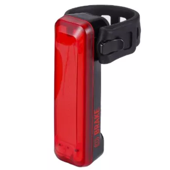   BLS-167 kerékpáros hátsó lámpa SignalBrake, 20 lumen, 5 mód, féklámpa funkcióval, micro USB tölthető 300mAh akku, gumis felfogatással