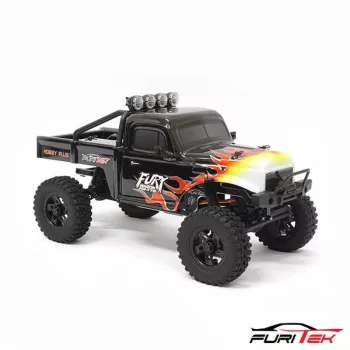  FX118 FURY Wagon RTR fekete lángokkal, 1/18-as, szénkefe nélküli motorral, akkumulátorral, USB töltővel