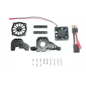   ALU MOTORTARTÓ+FELÜLSŐ SPUR FOGASKERÉK TAKARÓ, HŰTŐVENTILÁTORRAL-19 DB GPM TRX TRX4 fekete