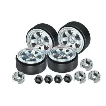   SLVR Beadlock 1.0 6 lyukú alumínium felnik, ezüst, 26x13.2mm (4 GPM TRX-4M, SCX24)