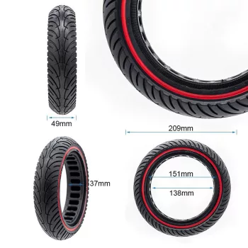 8,5x2-6,1/B34 Ultra könnyű tömör gumi piros csíkkal