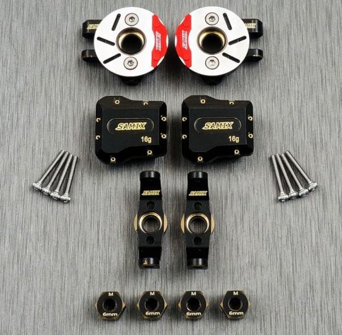 Messing Radträger, Lenkhebel,  Bremse kpl & Diff-Cover Set