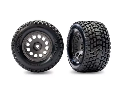 Gravix hátsó gumiabroncsok szürke felniken (2) TRAXXAS Mini XRT