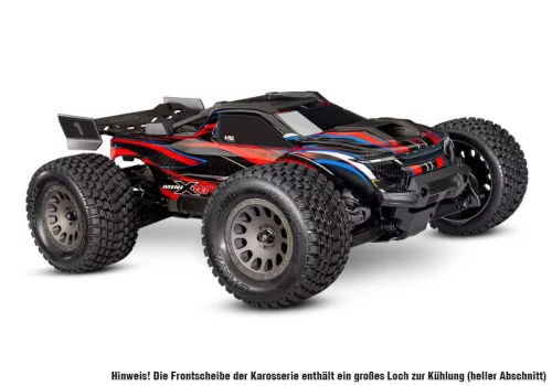 TRAXXAS MINI-XRT V2 3S-Power 4x4 piros 1/16 Monster Truck RTR Brushless, HD alkatrészekkel, 2S lipo/töltővel