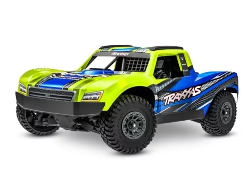 TRAXXAS MINI-Slash, BL-2S, 4x4, sárga, 1/16, RTR, Brushless, HD alkatrészekkel, 2S LiPo akkumulátorral/töltővel