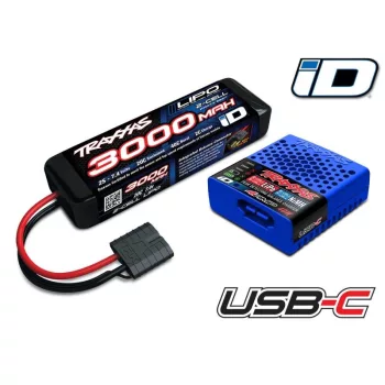USB-C 4A Lader + LiPo 3000mAh 2s 7,4V Set