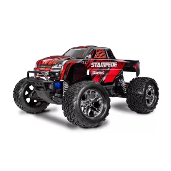   TRAXXAS Stampede piros 1/10 2WD Monster-Truck RTR kefés motorral, HD, akkumulátorral és 4Amperes USB-C töltővel