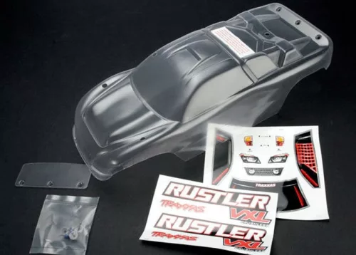 Rustler VXL átlátszó karosszéria TRAXXAS matricákkal