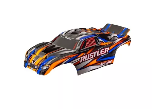 Rustler narancssárga karosszéria, clipless, TRAXXAS matricákkal