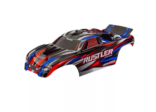 Rustler piros karosszéria, clipless, TRAXXAS matricákkal