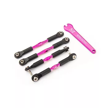   Bal/jobb menetes rúd készlet, alumínium, rózsaszín, 69 mm elöl és 82 mm hátul, Traxxas 2WD és VXL Rustler, Stampede modellekhez