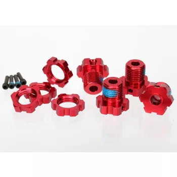  Kerékagyak és anyák 6061-T6 alumínium piros 17mm (4) TRAXXAS Revo 3.3, Slayer, Summit, T-Maxx