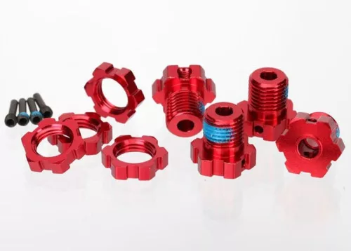 Kerékagyak és anyák 6061-T6 alumínium piros 17mm (4) TRAXXAS Revo 3.3, Slayer, Summit, T-Maxx