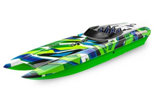 TRAXXAS DCB M41 zöld/kék 40 hüvelykes katamarán versenyhajó, akkumulátor és töltő nélkül