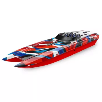   TRAXXAS DCB M41 piros/kék 40 hüvelykes katamarán versenyhajó, akkumulátor és töltő nélkül