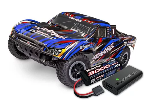 TRAXXAS Slash 1/10 2WD, kék, RTR, BL-2S Brushless, HD 2827X akkumulátorral + 2920 töltővel