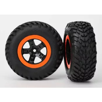   SCT gumiabroncsok fekete/narancssárga felniken (2) TRAXXAS Slash 2WD hátul, Slash 4x4 elöl/hátul (TSM besorolású)