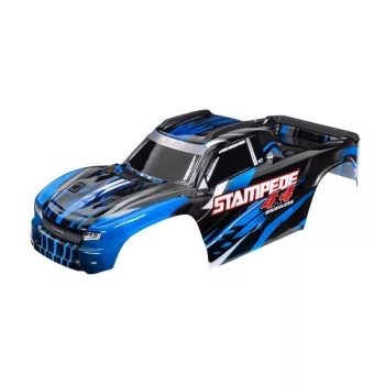   Stampede 4x4, kék karosszéria matricákkal, TRAXXAS karosszéria tartóval