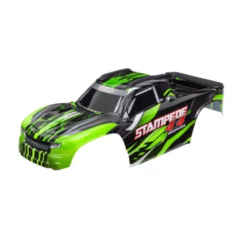   Stampede 4x4, zöld karosszéria matricákkal, TRAXXAS karosszéria tartóval