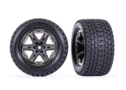 Gravix gumiabroncsok RXT 2.8 szürke/fekete-króm 12 mm-es felnin (2) TRAXXAS 4x4 elöl/hátul, 2WD csak elöl (TSM besorolású)