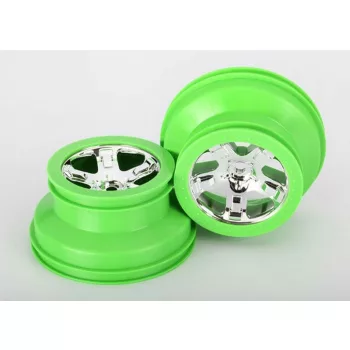   SLVR SCT 2.2/3.0 króm/zöld felnik (2) TRAXXAS Slash 2WD hátul, Slash 4x4 elöl/hátul
