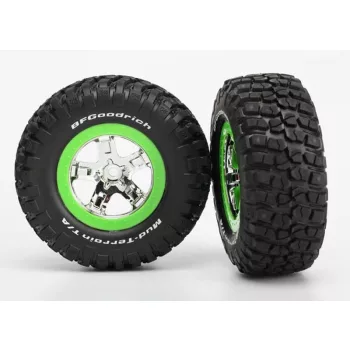   BFGoodrich gumiabroncsok 2.2/3.0 króm/zöld felniken (2) TRAXXAS Slash 2WD hátul, Slash 4x4 elöl/hátul