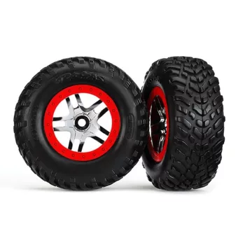   SCT gumiabroncsok SCT 2.2/3.0 felniken króm/piros színben (2) TRAXXAS Slash 2WD hátul, Slash 4x4 elöl/hátul (TSM besorolású)