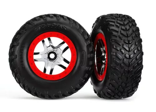 SCT S1 gumiabroncsok SCT 2.2/3.0 felniken króm/piros színben (2) TRAXXAS Slash 2WD hátul, Slash 4x4 elöl/hátul (TSM besorolású)