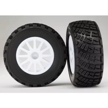   Murvás mintázatú S1 lágy gumiabroncsok 2.2/3.0 fehér felniken (2) TRAXXAS Rally, 4x4 elöl/hátul és 2WD hátul