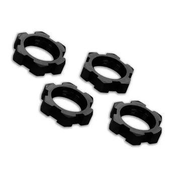   Kerékanyák, recézett, alumínium, fekete, 17 mm (4) TRAXXAS X-Maxx, XRT, Sledge, E-Revo kerékszettekhez