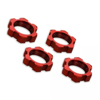   Kerékanyák, recézett, alumínium, piros, 17 mm (4) TRAXXAS X-Maxx, XRT, Sledge, E-Revo kerékszettekhez