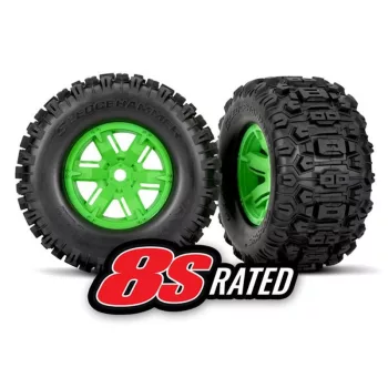   Sledgehammer gumiabroncsok X-Maxx felniken, zöld (2) TRAXXAS X-Maxx, XRT (8-as besorolású)