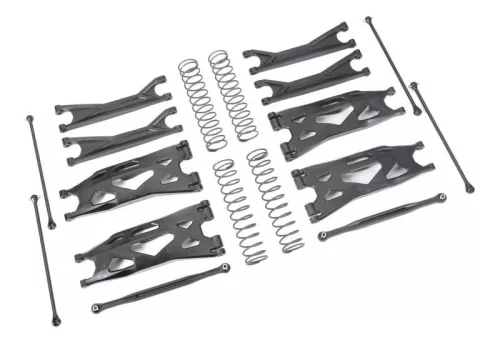 Wide-X-Maxx lengőkar készlet fekete TRAXXAS X-Maxx, XRT (összekötőrudakkal, tengelyekkel, rugókkal)