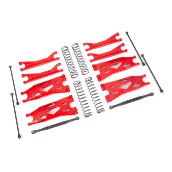   Wide-X-Maxx lengőkar készlet piros TRAXXAS X-Maxx, XRT (összekötőrudakkal, tengelyekkel, rugókkal)