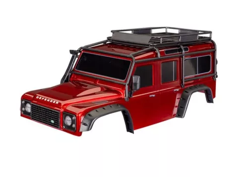 Land Rover Defender karosszéria, piros, kiegészítőkkel, TRAXXAS TRX-6