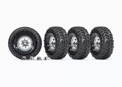 Canyon Trail 4.6x1.9 gumiabroncsok klasszikus króm felniken (4 db) TRAXXAS TRX-4&6 (TRX8255A keréktengelyhez)