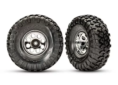 Canyon Trail 5.3x2.2 gumiabroncsok klasszikus króm felniken (2 db) TRAXXAS TRX-4 K10 (TRX8255A keréktengelyhez)