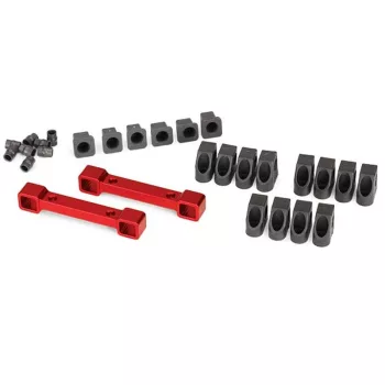   Lengőkaros felfogatások, alumínium, piros, betétekkel elöl/hátul, TRAXXAS 4-Tec 2.0 és 3.0 modellekhez